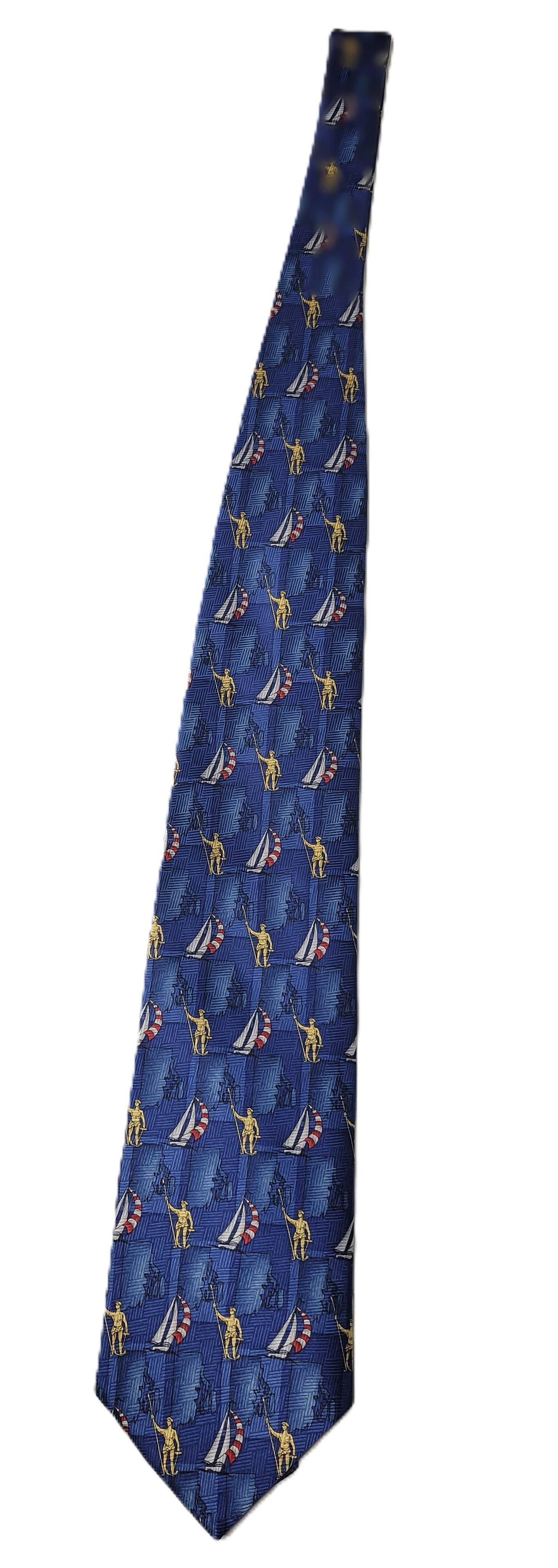 Silk Blue Men's Necktie Sailboat Collection