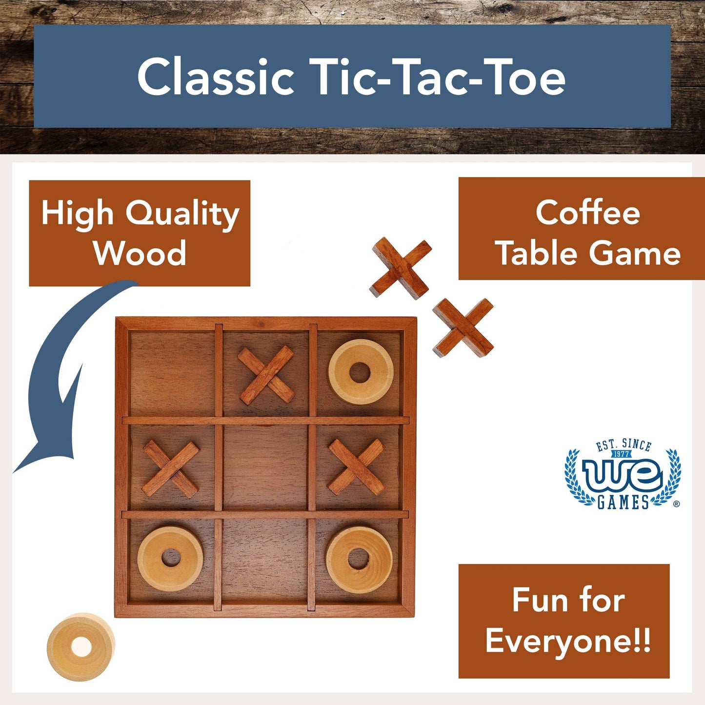 Tic Tac Toe Wooden Board Game