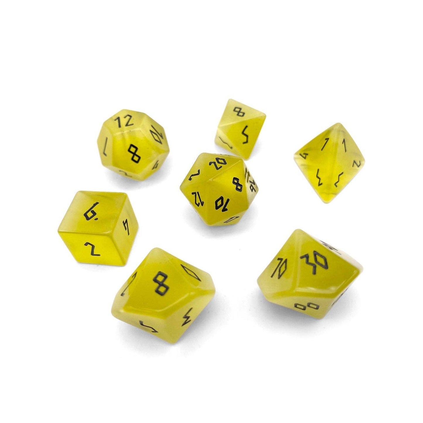 Yellow Cats Eye - 7 Piece RPG Set Glass Dice