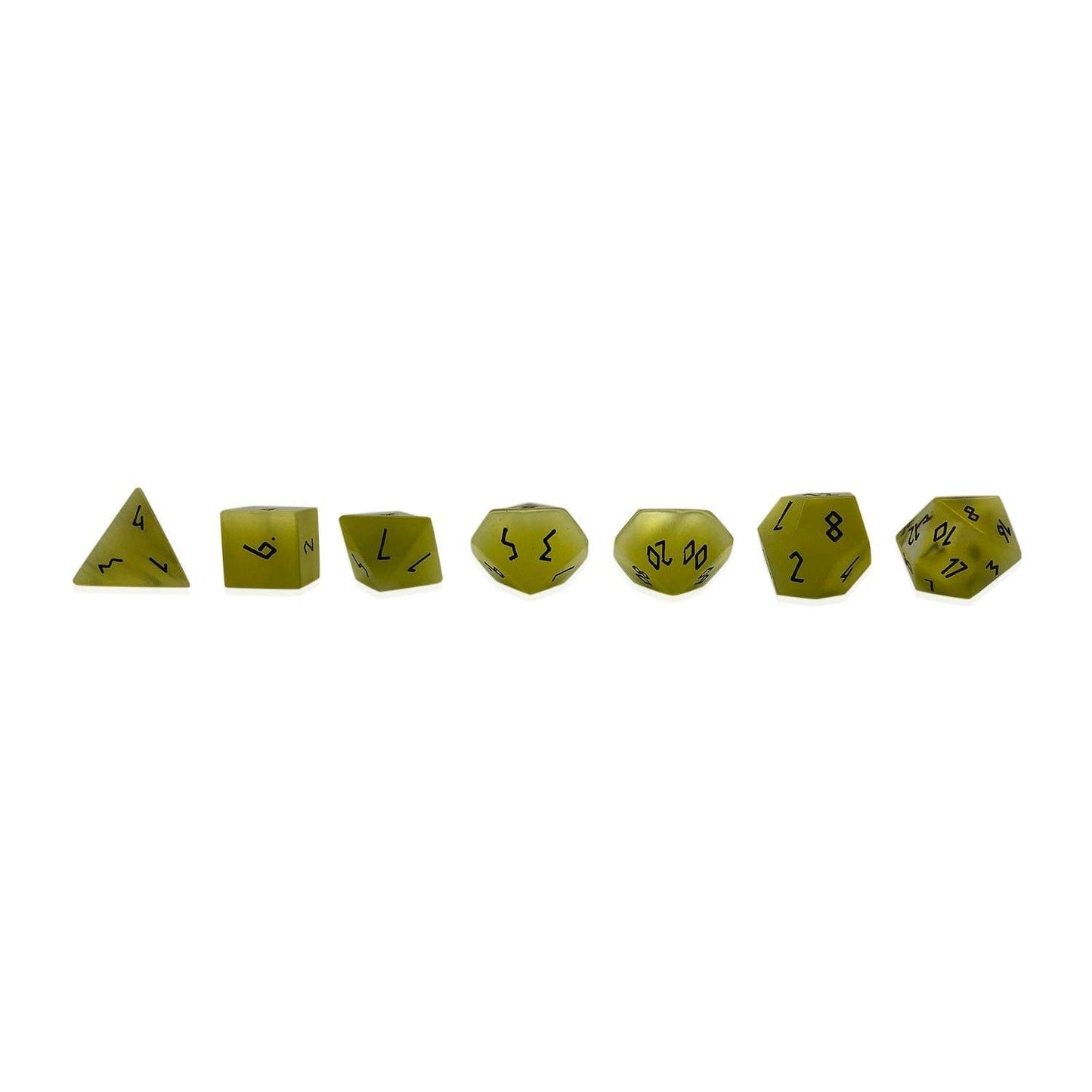 Yellow Cats Eye - 7 Piece RPG Set Glass Dice