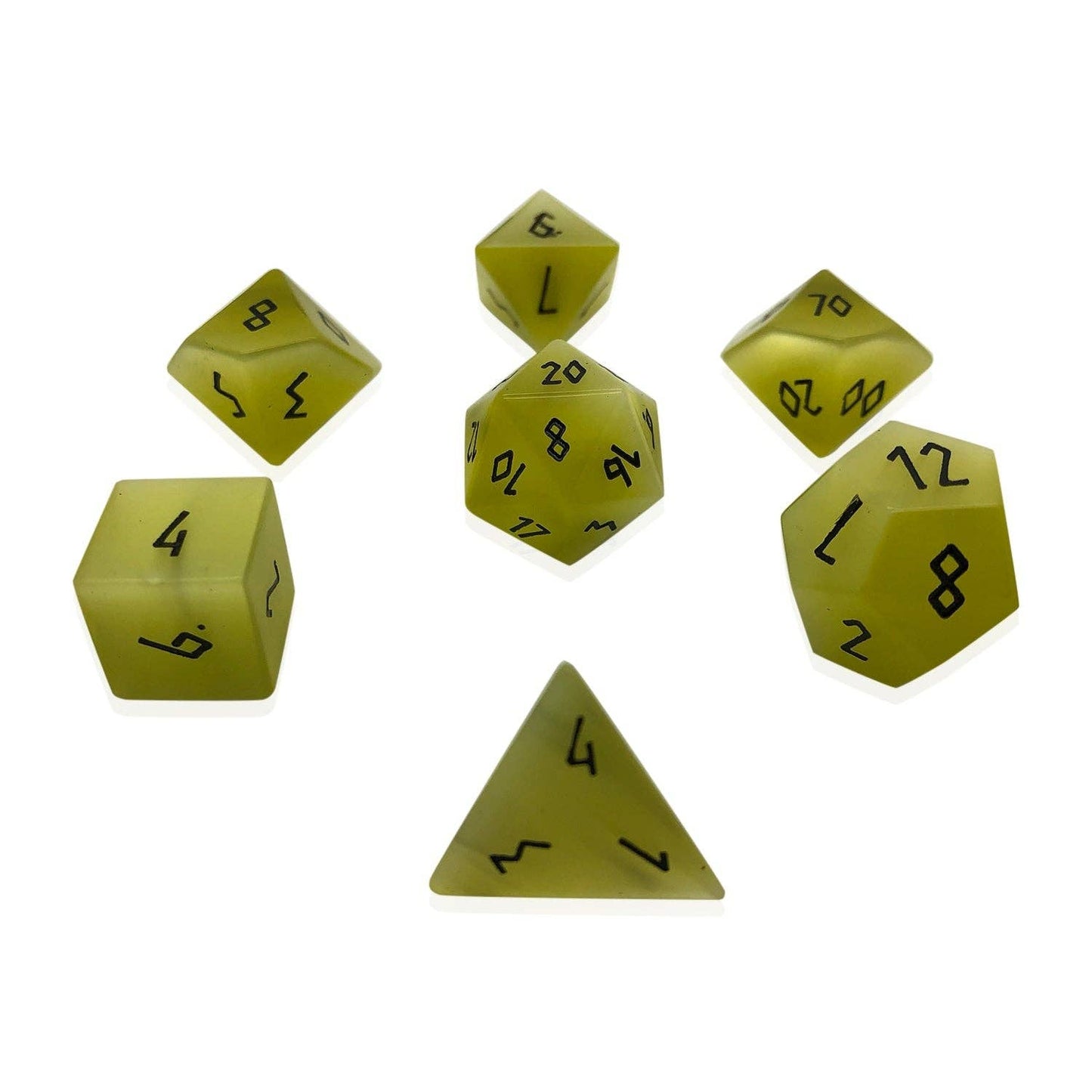 Yellow Cats Eye - 7 Piece RPG Set Glass Dice