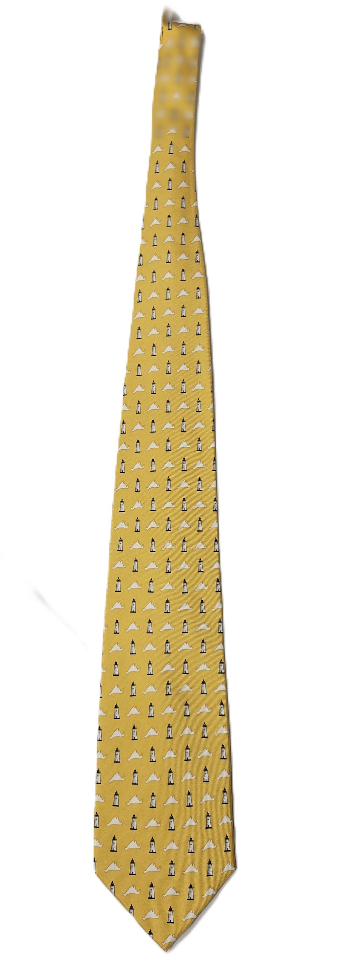 Silk Yellow Men's Necktie Lighthouse Collection