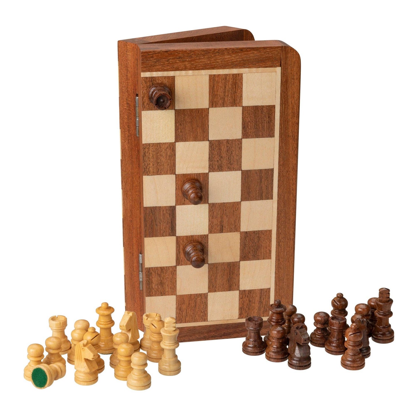 Travel Magnetic Wood Folding Chess Set, 7 inches