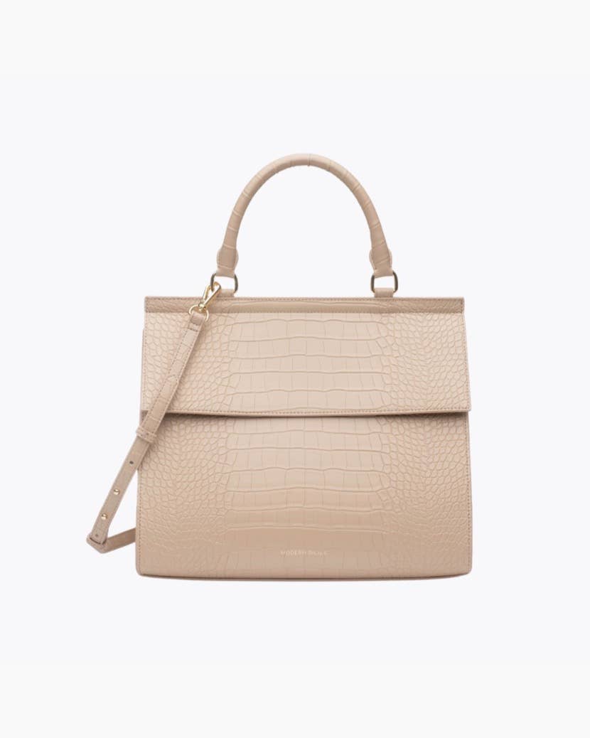 Insulated Large Lunch Bag – The Perfect Work Bag: Black Faux Crocodile