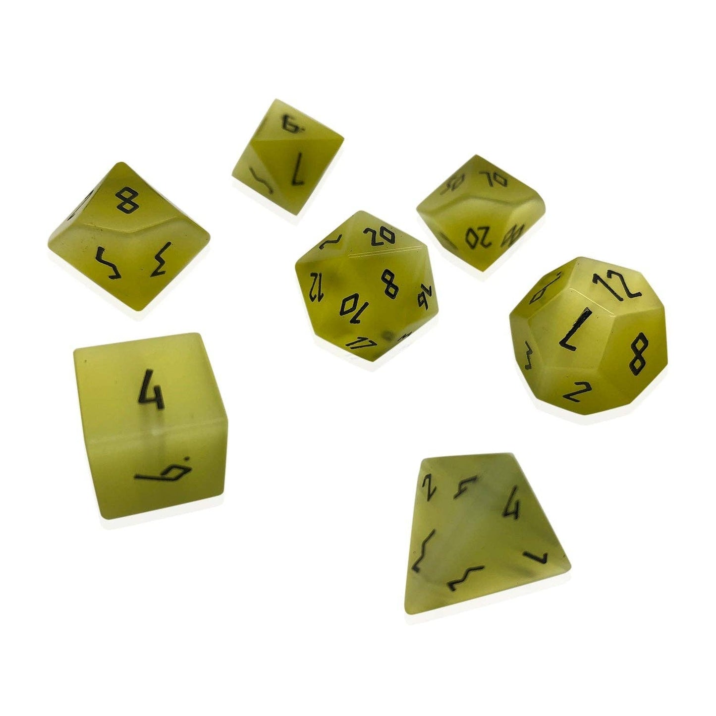 Yellow Cats Eye - 7 Piece RPG Set Glass Dice