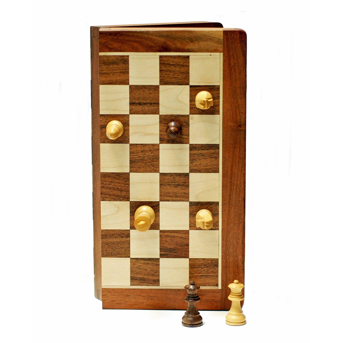 Travel Magnetic Wood Folding Chess Set, 7 inches