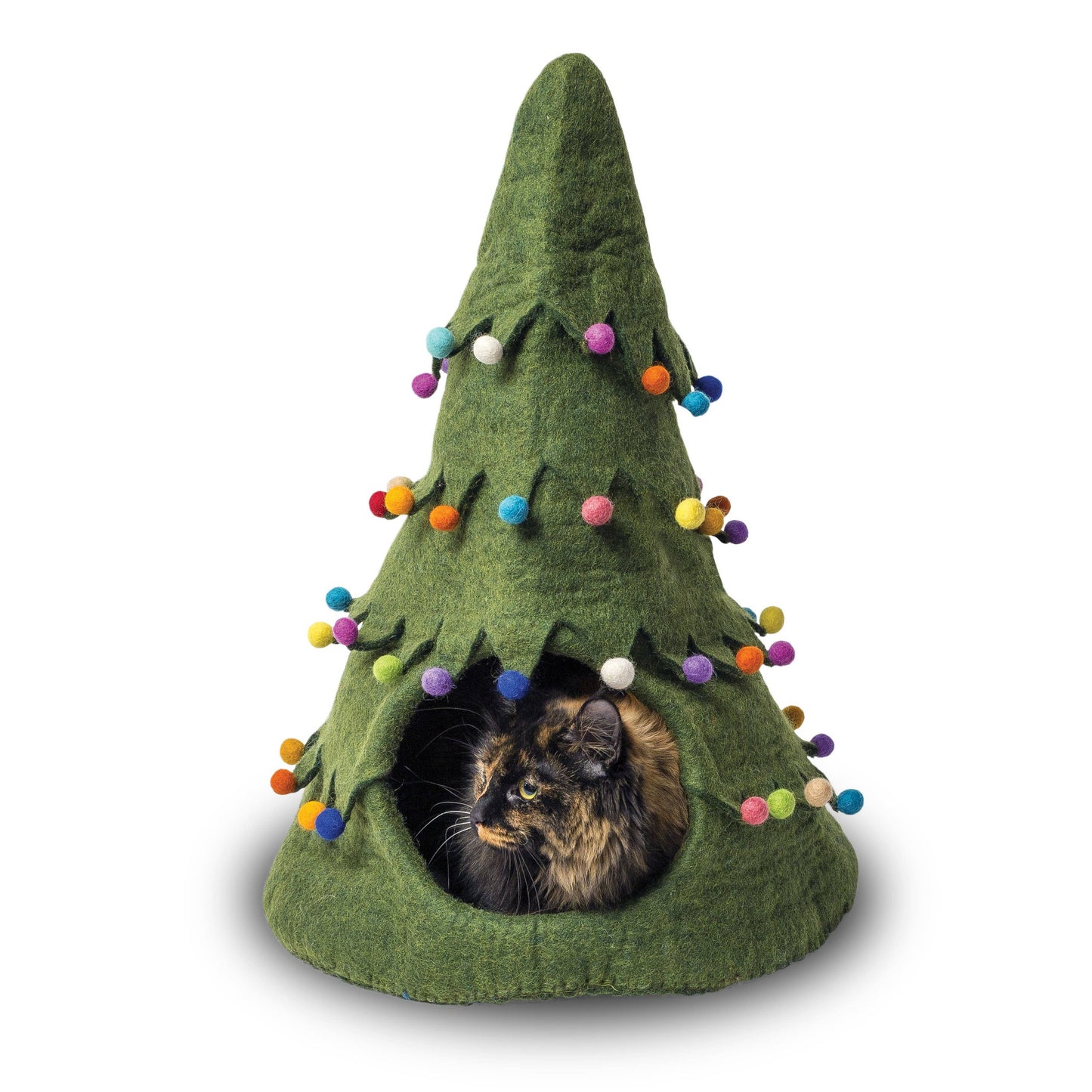 Holiday Tree Wool Pet Cave: White