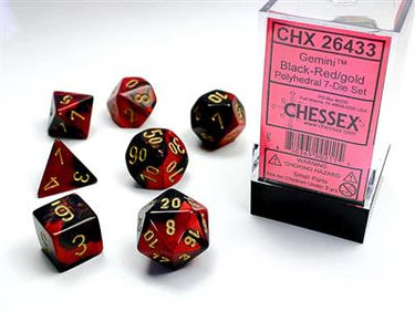 Gemini Polyhedral Black-Red/Gold 7-Die Set