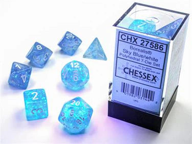 Borealis Polyhedral Sky Blue/White Luminary 7-Die Set