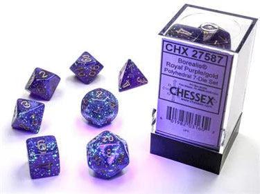 Borealis Polyhedral Royal Purple/Gold Luminary 7-Die Set