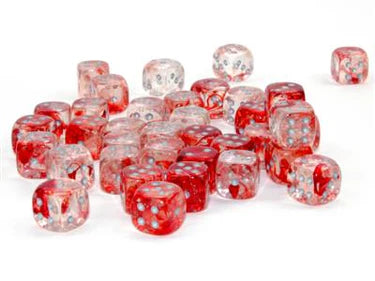 Nebula 12mm d6 Red/Silver Luminary Dice Block (36 dice)