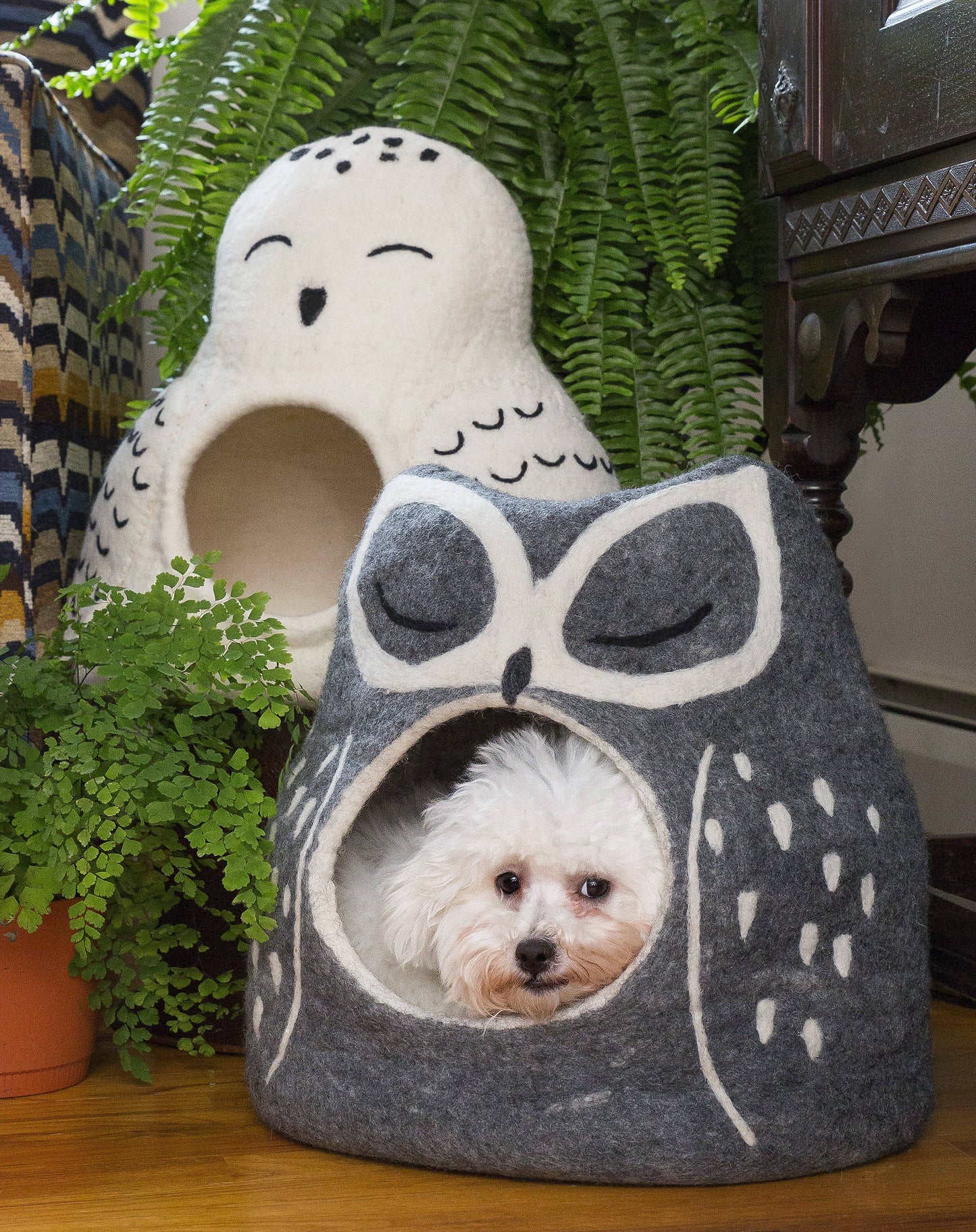 Owl Wool Pet Cave: Snowy