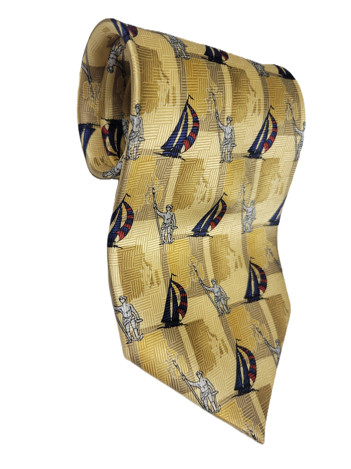 Silk Yellow Men's Necktie Sailboat Collection