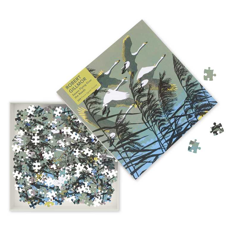 Adult Jigsaw Puzzle Robert Gillmor: Swans Flying over the Reeds (500 pieces) by: Jigsaw; 1 pages / English
