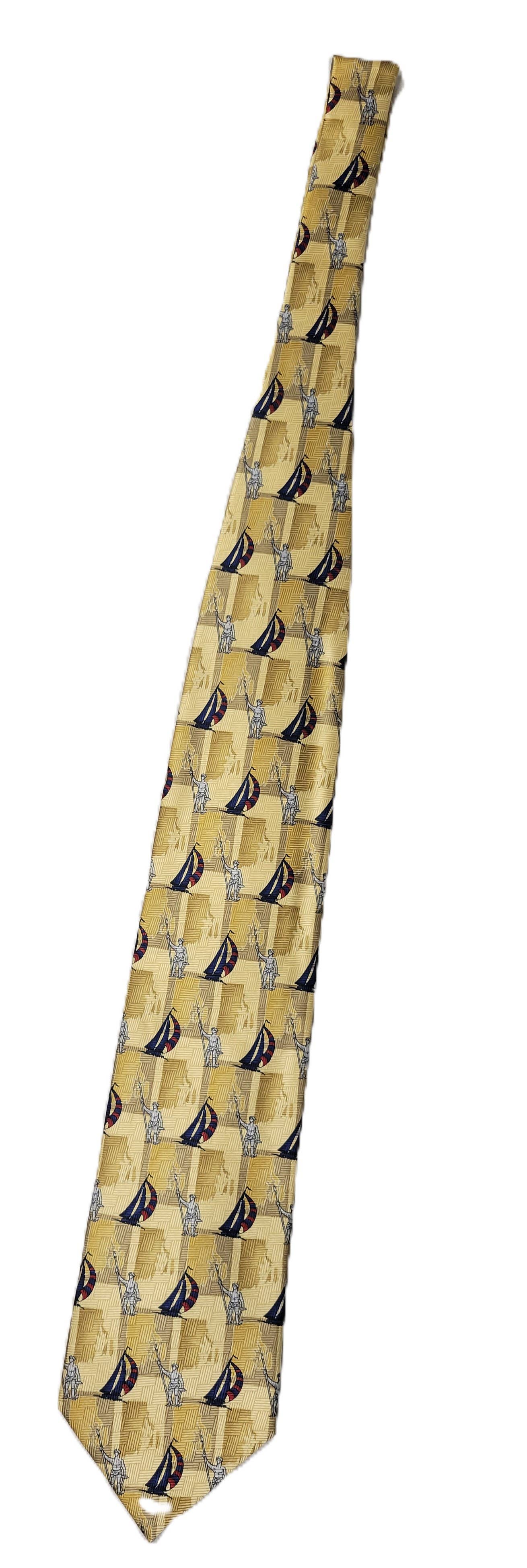 Silk Yellow Men's Necktie Sailboat Collection