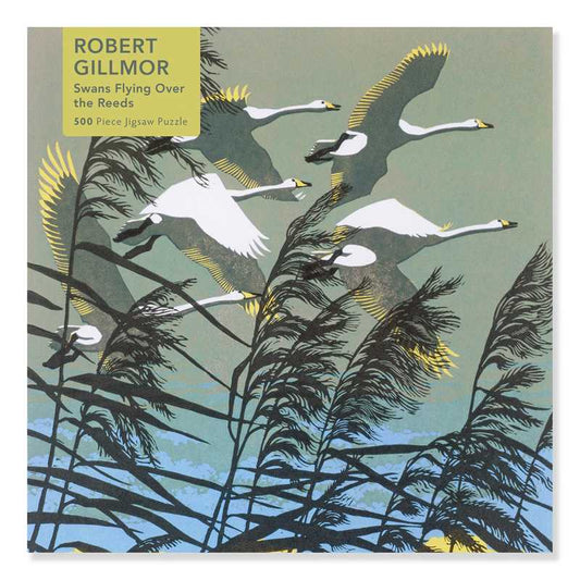 Adult Jigsaw Puzzle Robert Gillmor: Swans Flying over the Reeds (500 pieces) by: Jigsaw; 1 pages / English